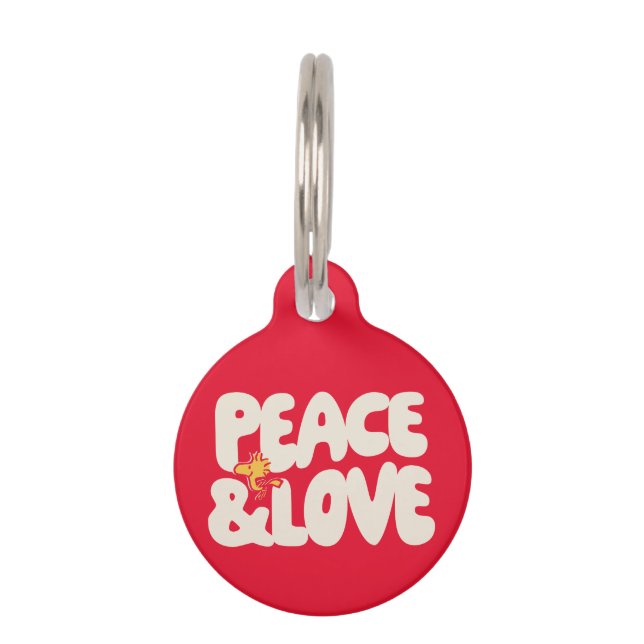 Médaillon Pour Animaux cacahuètes | Woodstock Peace & Love (Devant)