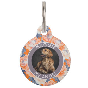 Médaillon Pour Animaux Cadeau unique pour papa de chien Paeonies