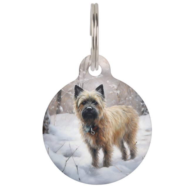 Médaillon Pour Animaux Cairn Terrier Laissez tomber la neige Noël (Devant)
