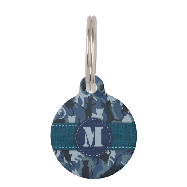 Médaillon Pour Animaux Camouflage Navy Chats (Devant)