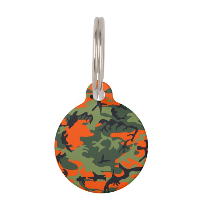 Médaillon Pour Animaux Camouflage orange et vert, Militaire, Armée (Devant)