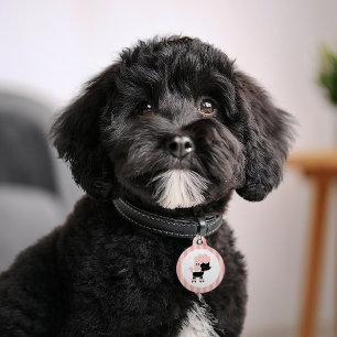 Médaillon Pour Animaux Caniche rose et noire