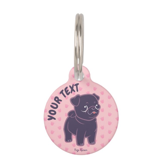 Médaillon Pour Animaux Carlin de Kawaii (Devant)