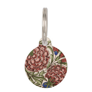 Médaillon Pour Animaux Carreau de fleur d'œillet Art antique rustique De 