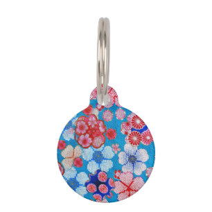 Médaillon Pour Animaux Cascade bleue en cascade Floral Chirimen