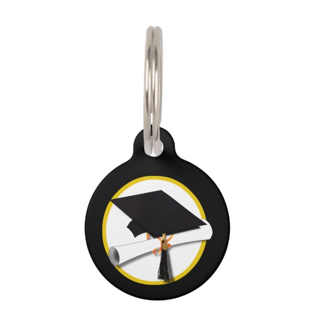 Médaillon Pour Animaux Casquette et diplôme - Noir (Devant)