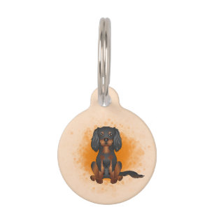 Médaillon Pour Animaux Cavalier King Charles noir et fauve sur fond orang
