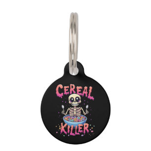 Médaillon Pour Animaux Cereal Killer Breakfast Funky Cereal Bowl Skeleton