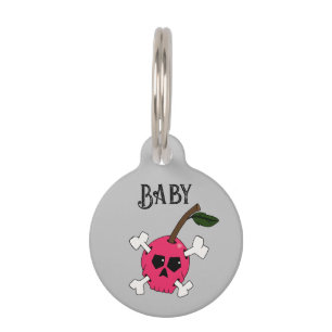 Médaillon Pour Animaux Cerise crâne rose