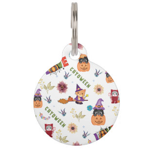 Médaillon Pour Animaux Chapeau Violet Amusant Chatoween, Citrouille Orang