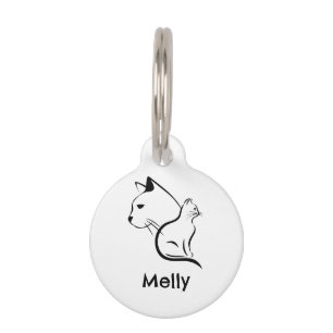Médaillon Pour Animaux Chat Blanc Personnalisé Simple