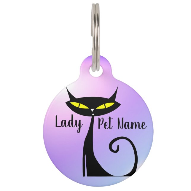 Médaillon Pour Animaux Chat de dessin sophistiqué et élégant (Devant)