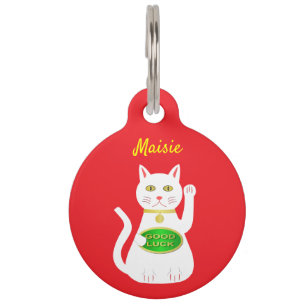 Médaillon Pour Animaux Chat de la Chance Oriental Personnalisé