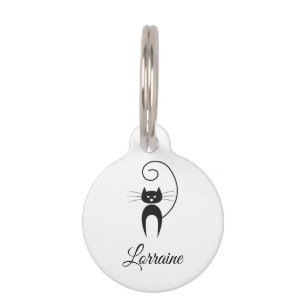 Médaillon Pour Animaux Chat élégant moderne à queue incurvée noire