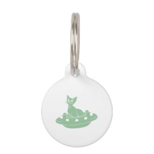 Médaillon Pour Animaux Chat en Ufo - Choisir la couleur arrière - plan