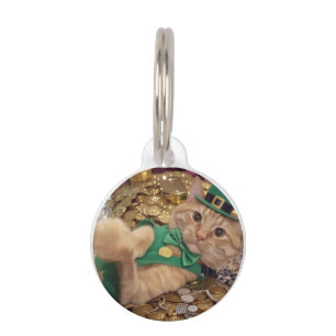 Médaillon Pour Animaux Chat lutin de la Saint-Patrick 