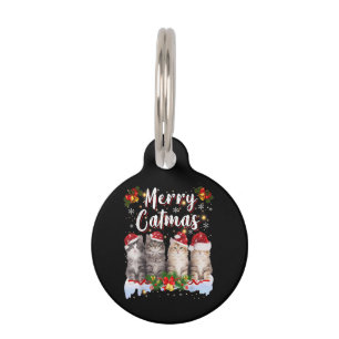 Médaillon Pour Animaux Chat Noël Santa Hat Funny Joyeux Noël