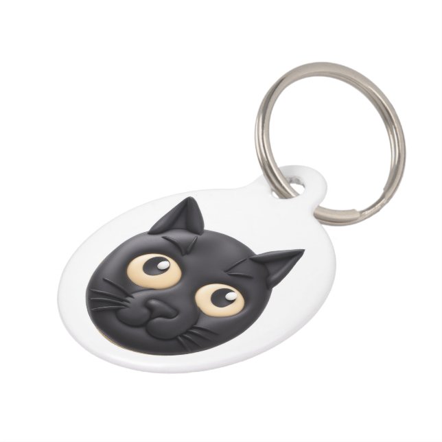 Médaillon Pour Animaux Chat noir 3D inspiré (Côté )