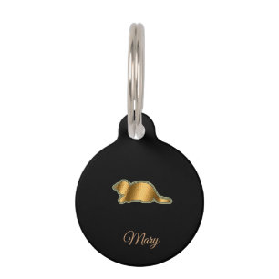 Médaillon Pour Animaux Chat noir or moderne