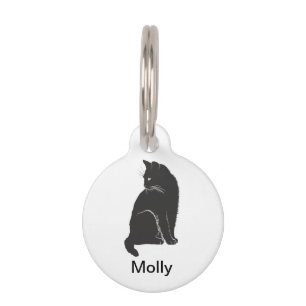 Médaillon Pour Animaux Chat Noir Sur Blanc