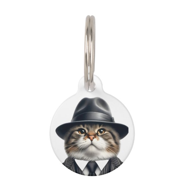 Médaillon Pour Animaux Chat personnalisé en costume Cravate Casquette de  (Devant)