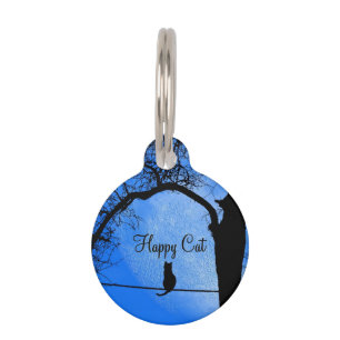 Médaillon Pour Animaux Chat sur un fil Blue Moon Propriétaire Info ID # s