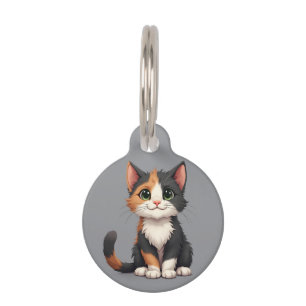 Médaillon Pour Animaux Chaton Calico Fantaisiste avec une Attitude Féline