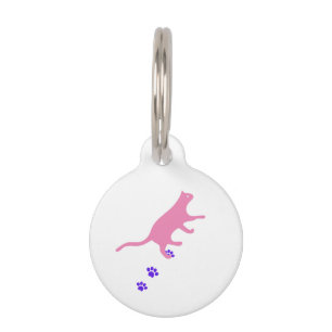 Médaillon Pour Animaux  Chats mignons roses avec des pattes pourpres.