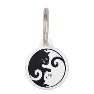 Médaillon Pour Animaux Chats Ying Yang personnalisables d'amour