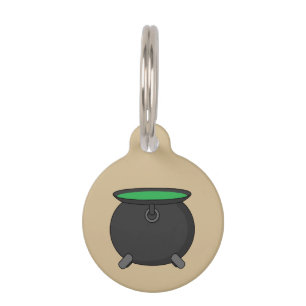 Médaillon Pour Animaux Chaudron de Sorcière Ajouter un nom