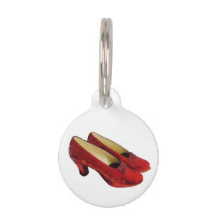 Médaillon Pour Animaux Chaussures Pantoufles Rouge Rubis Étiquette Ronde