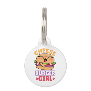 Médaillon Pour Animaux Cheeseburger Girl, Hamburger Women et Cheeseburge