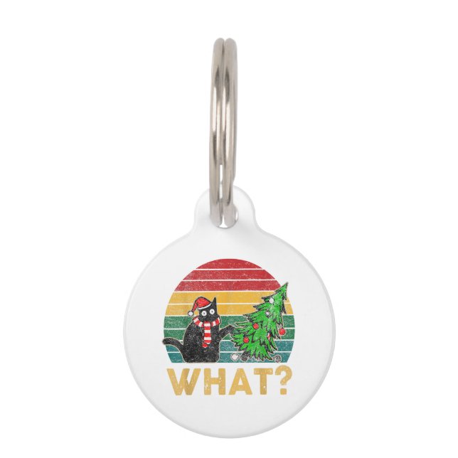 Médaillon Pour Animaux Chemise de Noël drôle de pull moche Chat méchant S (Devant)