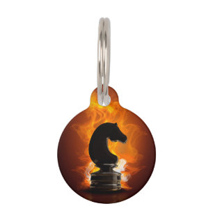 Médaillon Pour Animaux Chevalier d'échecs en flammes
