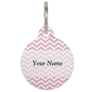 Médaillon Pour Animaux chevron rose et blanc