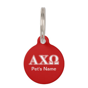 Médaillon Pour Animaux Chi lettres blanches et rouges d'Omega d'Alphi