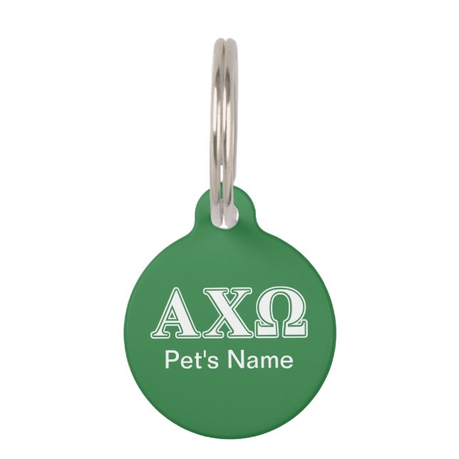 Médaillon Pour Animaux Chi lettres blanches et vertes d'Omega d'Alphi (Dos)