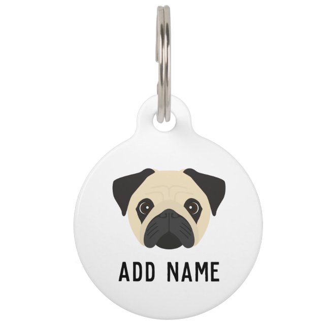 Médaillon Pour Animaux Chien Carlin de couleur Fawn (Devant)