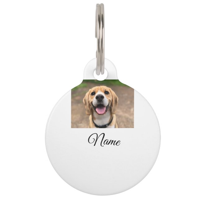 Médaillon Pour Animaux Chien chat photo ajouter le nom de l'animal de com (Devant)