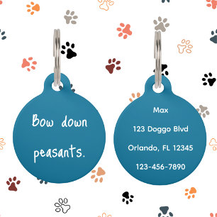 Médaillon Pour Animaux Chien Chien Chat ‘Inclinez-vous, paysans’ Collier