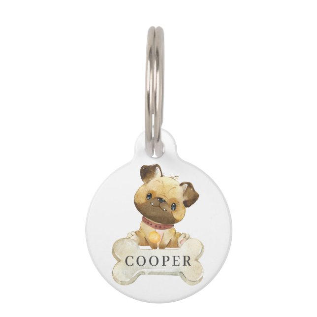Médaillon Pour Animaux Chien chiot carlin (Devant)