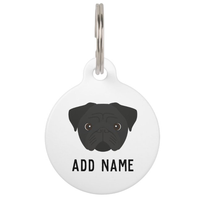 Médaillon Pour Animaux Chien de Carlin noir (Devant)