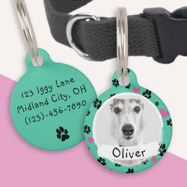 Médaillon Pour Animaux Chien de compagnie personnalisé Photo Nom Empreint