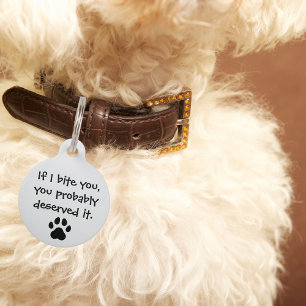 Médaillon Pour Animaux Chien de compagnie Si je vous mords, vous l'avez m