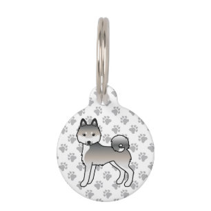 Médaillon Pour Animaux Chien de dessin animé mignon Klee Kai d'Alaska gri