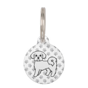 Médaillon Pour Animaux Chien de dessin animé mignon maltais et informatio
