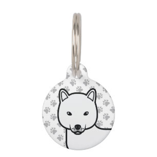 Médaillon Pour Animaux Chien de dessin animé mignon Shiba Inu blanc & inf