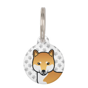 Médaillon Pour Animaux Chien de dessin animé mignon Shiba Inu rouge & inf