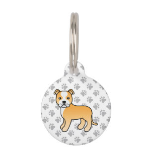 Médaillon Pour Animaux Chien de dessin animé Staffie fauve et blanc & inf