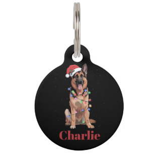Médaillon Pour Animaux Chien de Noël Berger Allemand Nom Personnalisé